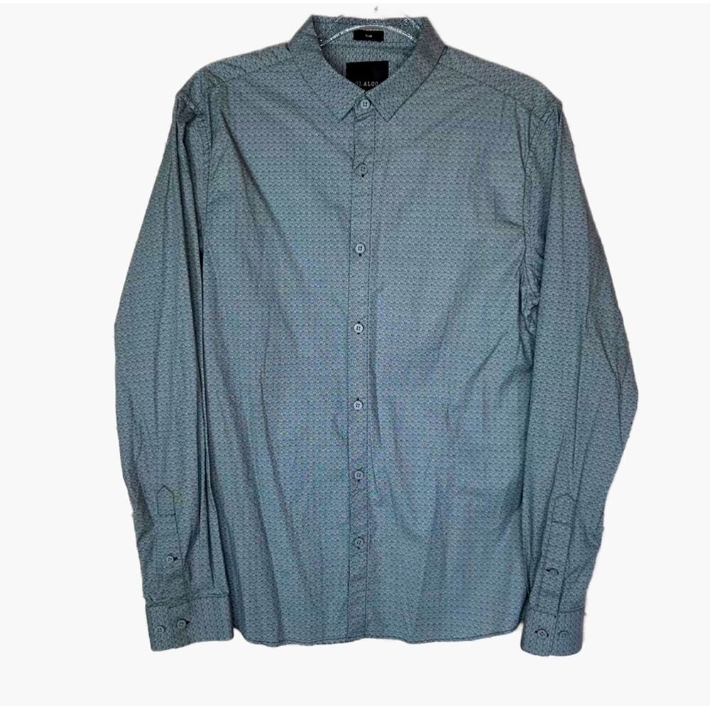 01.ALGO Swirling Print Dress Shirt - GRAY + WHITE